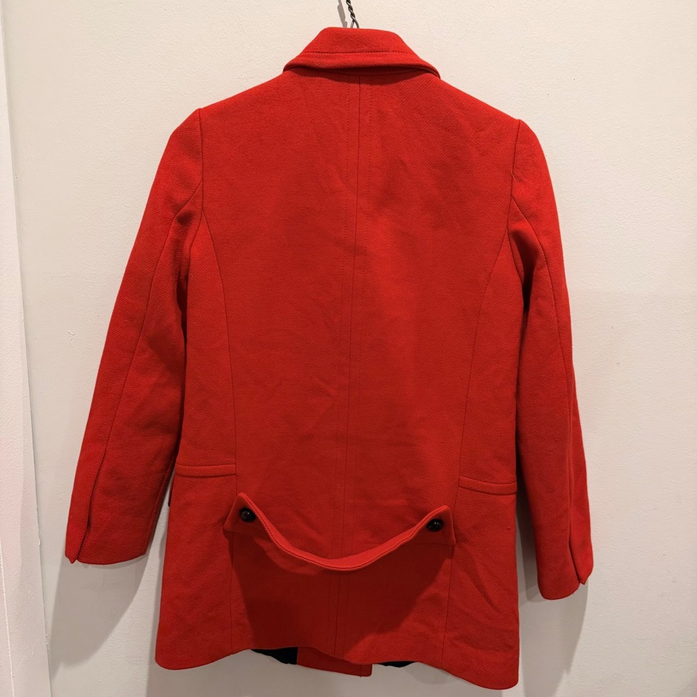 Zara Red Double Breasted Wool Blend Pea Coat Vibrant Winter Jacket | Size M - Picture 2 of 12